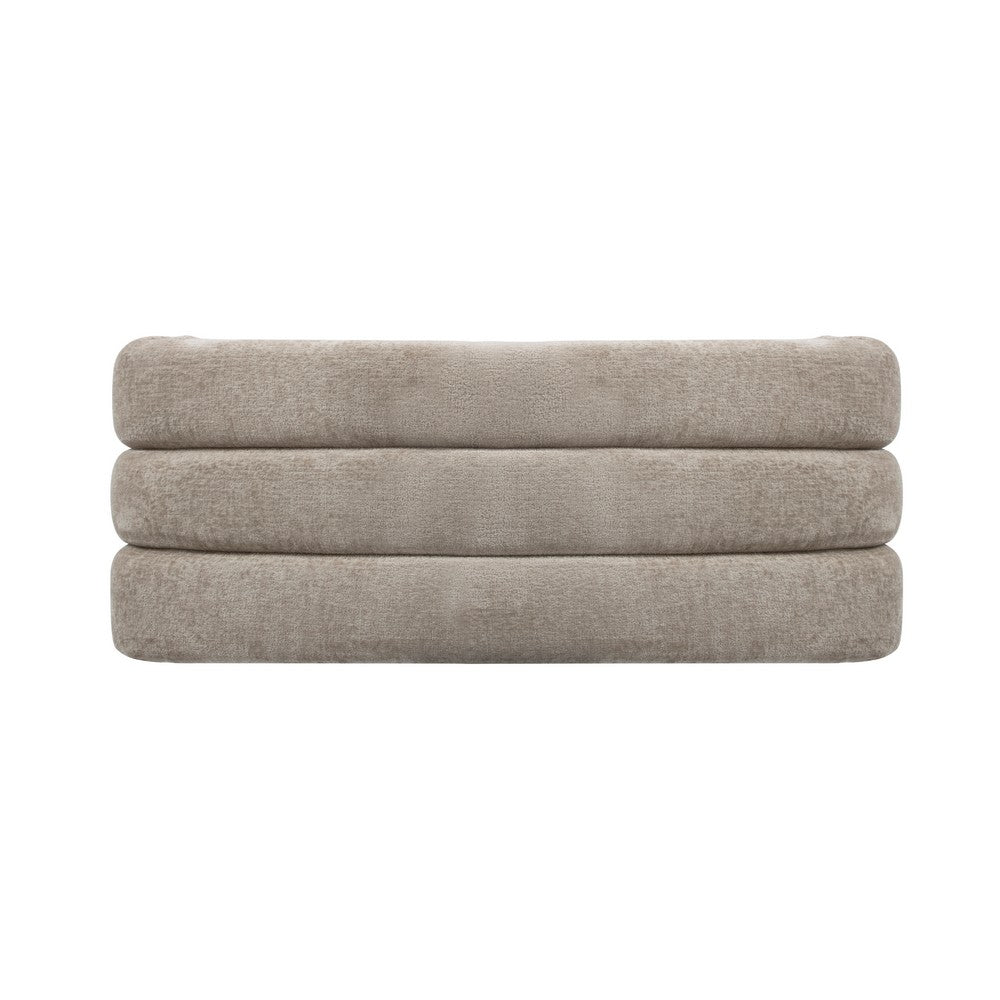 Worlds Away - Horizontal Channeled Bench In Taupe Textured Chenille - MERCER TP view 4