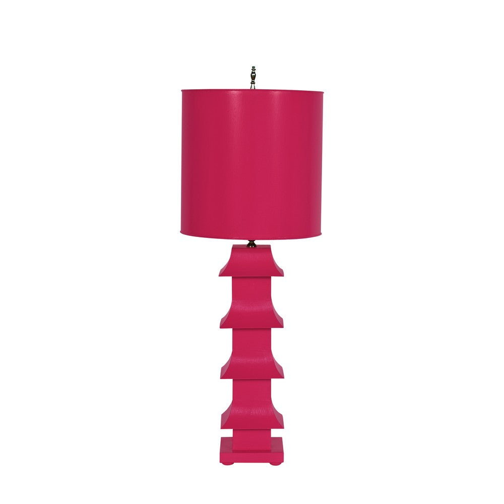 Worlds Away - Hot Pink Tole Pagoda Lamp - LMPHPI view 1