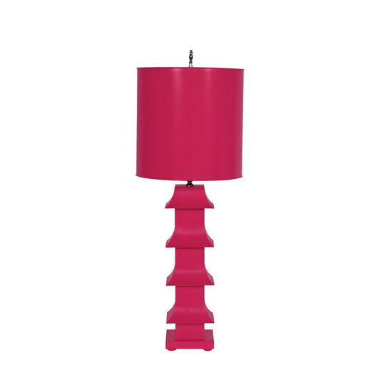 Worlds Away - Hot Pink Tole Pagoda Lamp - LMPHPI view 1