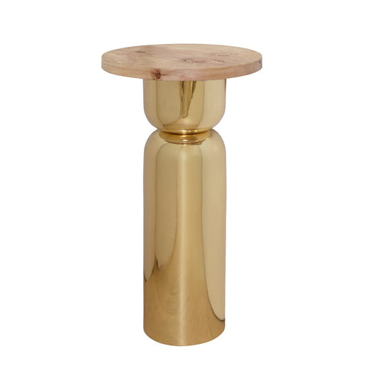 Worlds Away - Hourglass Brass Base Side Table With Round Burl Wood Top - ALINA BW view 1