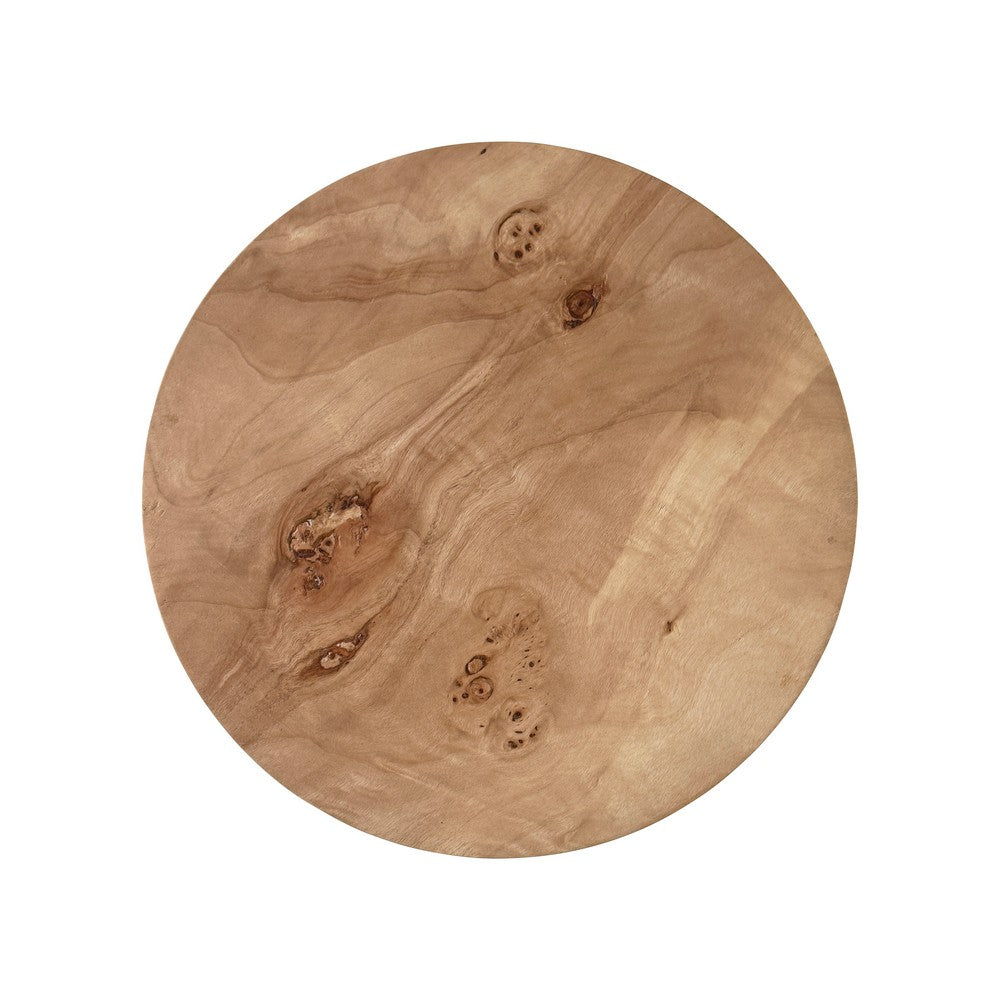 Worlds Away - Hourglass Brass Base Side Table With Round Burl Wood Top - ALINA BW view 2