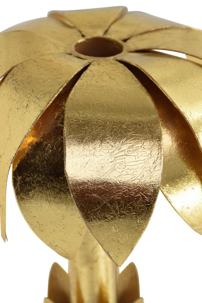 Worlds Away - Iron Palm Tree Candle Holder In Gold Leaf Finish On White Marble Base - PALMY view 5