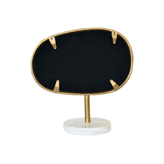 Worlds Away - Iron Tabletop Mirror In Aged Gold Finish On White & Grey Marble Base - MOE view 2