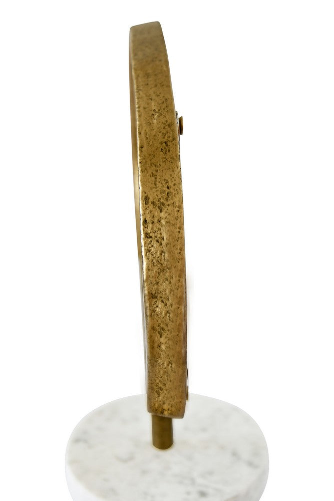 Worlds Away - Iron Tabletop Mirror In Aged Gold Finish On White & Grey Marble Base - MOE view 3