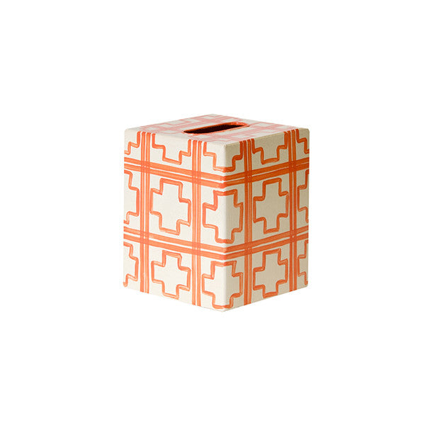 Worlds Away - Kleenex Box - Orange And Cream Trellis - KBSQUAREDOR view 1