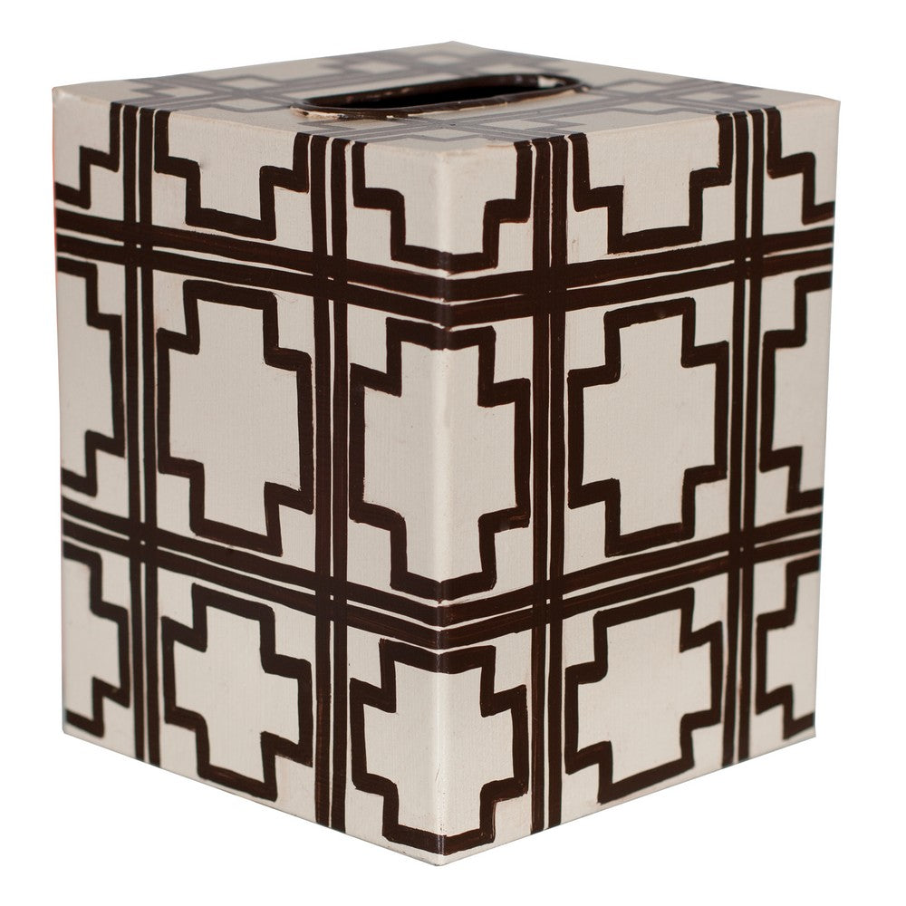 Worlds Away - Kleenex Cream W Brn Squares - KBSQUAREDBR view 1
