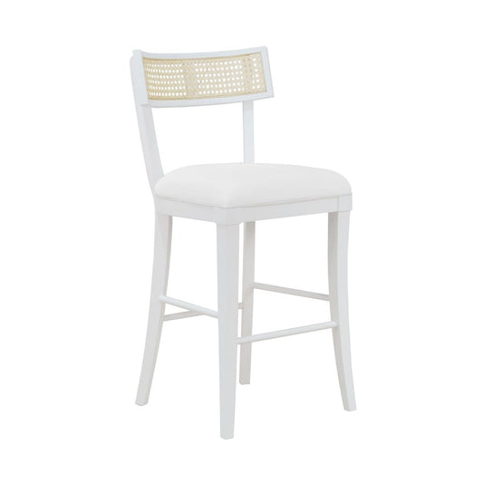 Worlds Away - Klismos Counter Stool With Cane Detail In Matte White Lacquer - BRITTA CS WH view 1