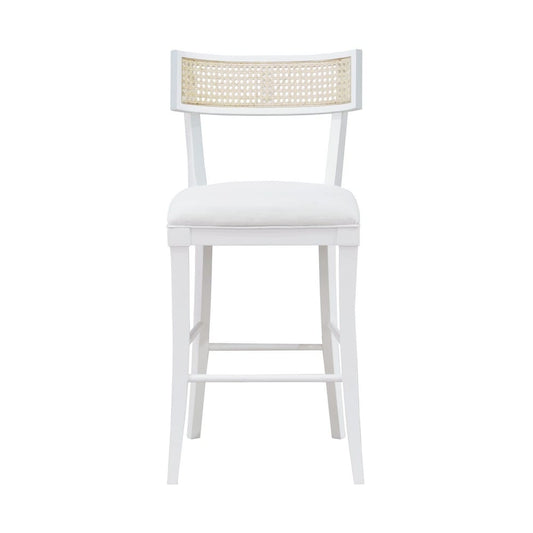 Worlds Away - Klismos Counter Stool With Cane Detail In Matte White Lacquer - BRITTA CS WH view 2