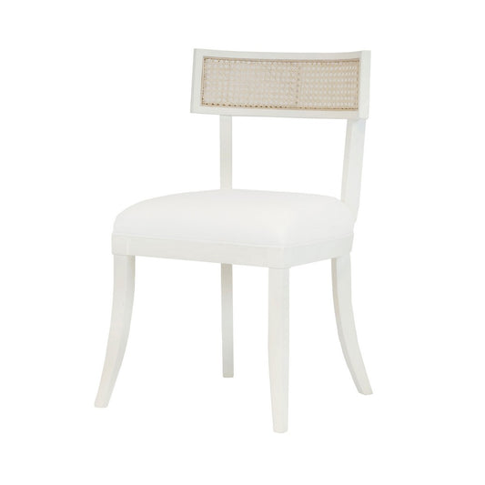Worlds Away - Klismos Dining Chair With Cane Detail In Matte White Lacquer - BRITTA WH view 1