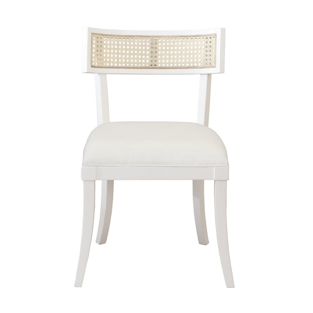 Worlds Away - Klismos Dining Chair With Cane Detail In Matte White Lacquer - BRITTA WH view 2