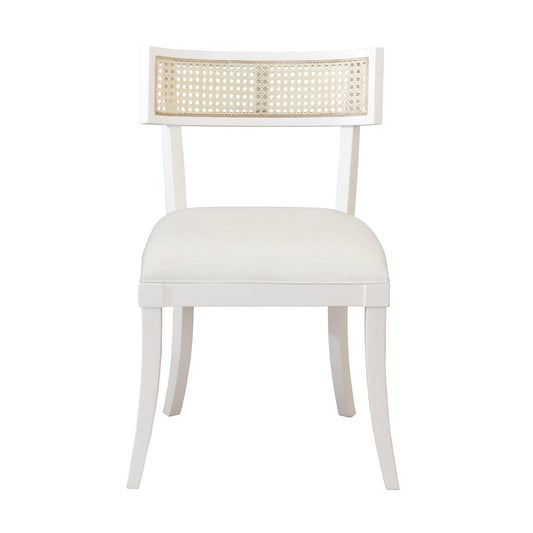 Worlds Away - Klismos Dining Chair With Cane Detail In Matte White Lacquer - BRITTA WH view 2