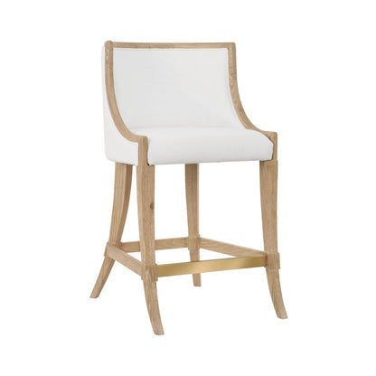 Worlds Away - Klismos Leg Counter Stool With Performance White Linen Upholstery In Cerused Oak Lacquer - KEATON CO view 1