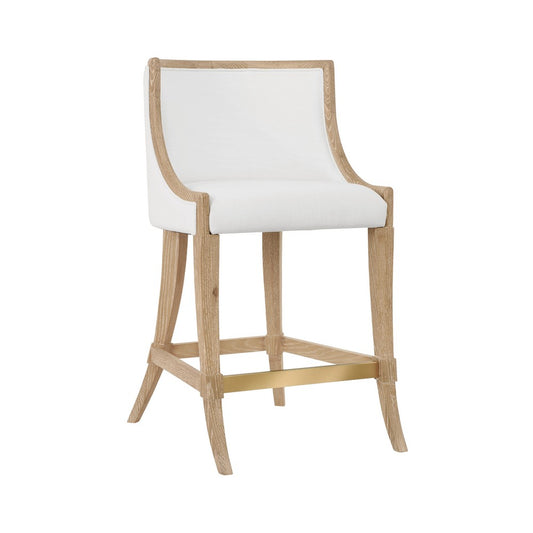 Worlds Away - Klismos Leg Counter Stool With Performance White Linen Upholstery In Cerused Oak Lacquer - KEATON CO view 1