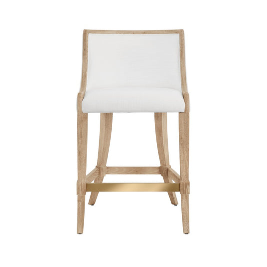 Worlds Away - Klismos Leg Counter Stool With Performance White Linen Upholstery In Cerused Oak Lacquer - KEATON CO view 2