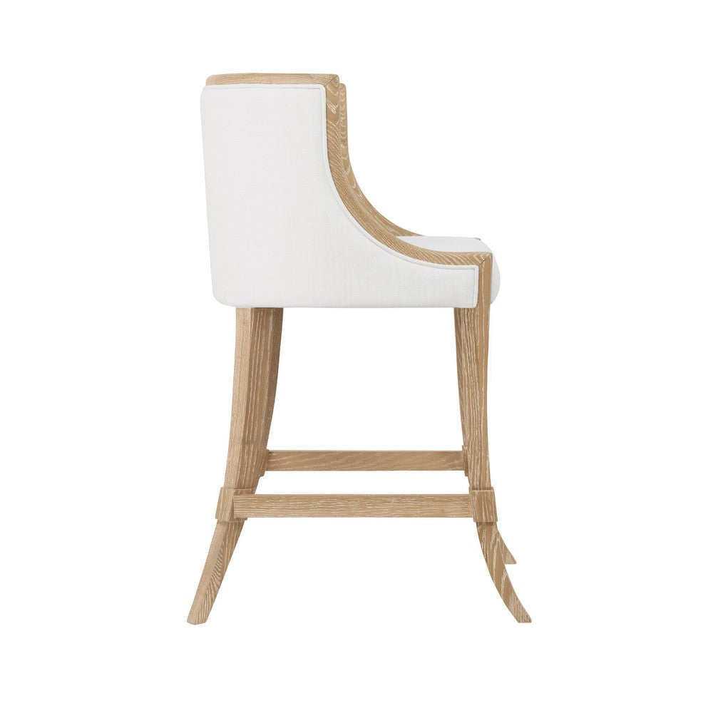 Worlds Away - Klismos Leg Counter Stool With Performance White Linen Upholstery In Cerused Oak Lacquer - KEATON CO view 3