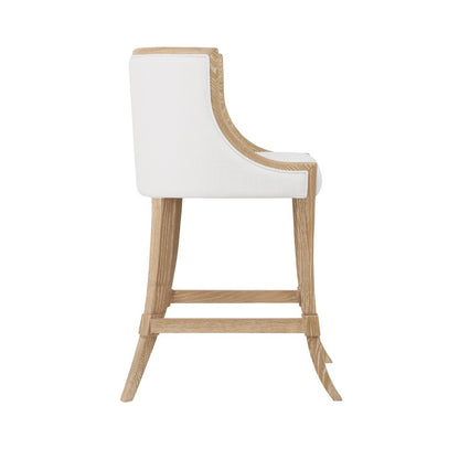 Worlds Away - Klismos Leg Counter Stool With Performance White Linen Upholstery In Cerused Oak Lacquer - KEATON CO view 3
