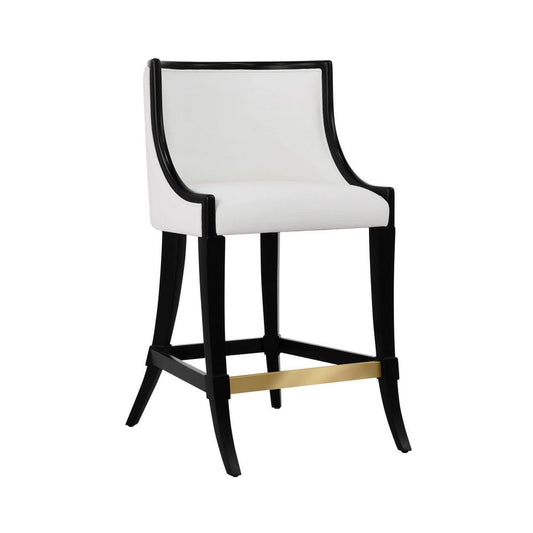 Worlds Away - Klismos Leg Counter Stool With Performance White Linen Upholstery In Matte Black Lacquer - KEATON BLK view 1