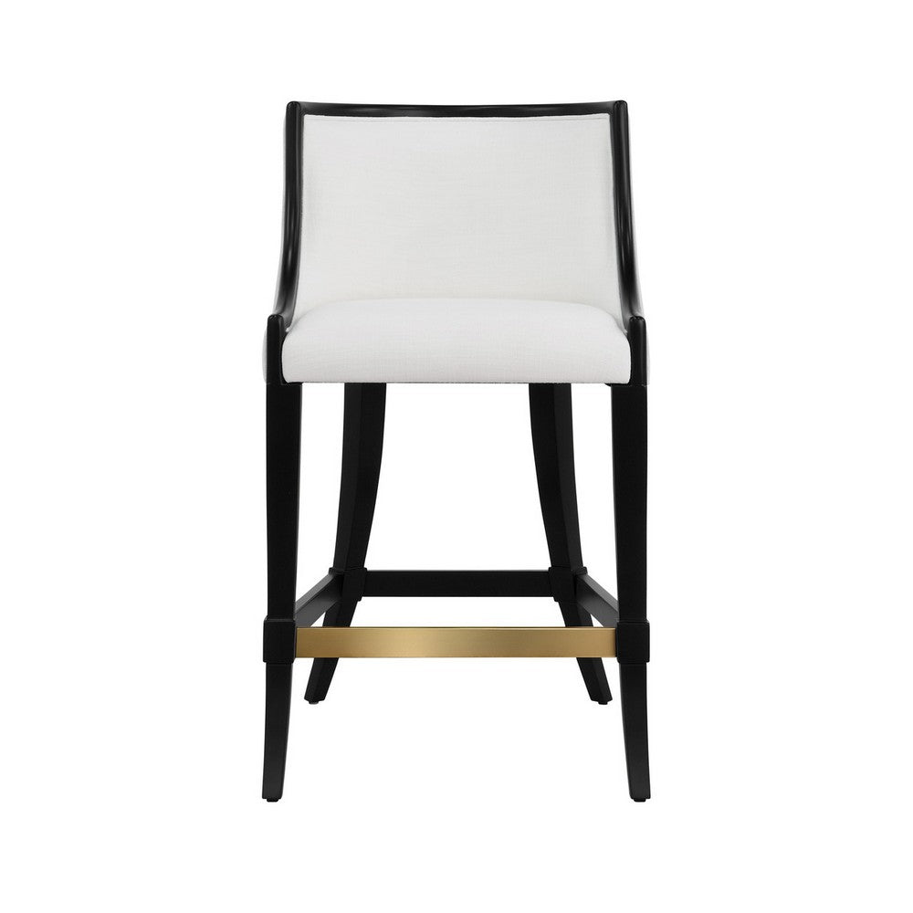 Worlds Away - Klismos Leg Counter Stool With Performance White Linen Upholstery In Matte Black Lacquer - KEATON BLK view 2