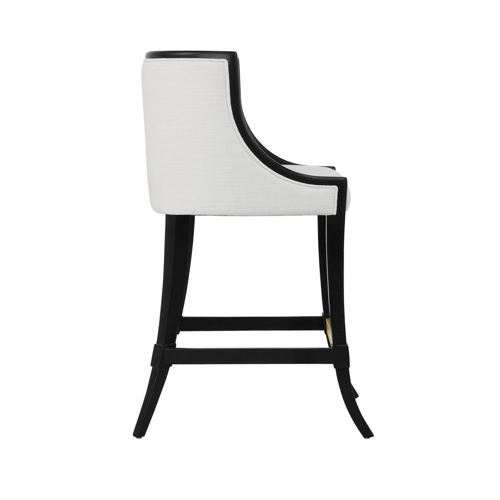 Worlds Away - Klismos Leg Counter Stool With Performance White Linen Upholstery In Matte Black Lacquer - KEATON BLK view 3