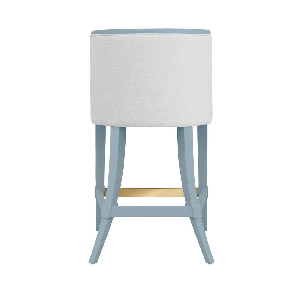 Worlds Away - Klismos Leg Counter Stool With Performance White Linen Upholstery In Matte Light Blue Lacquer - KEATON LB view 4
