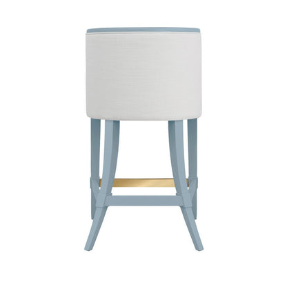 Worlds Away - Klismos Leg Counter Stool With Performance White Linen Upholstery In Matte Light Blue Lacquer - KEATON LB view 4