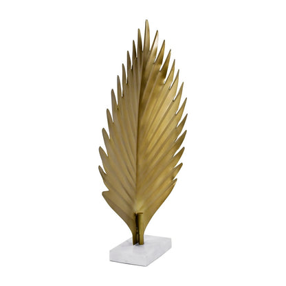 Worlds Away - Large Antique Brass Leaf Scultpture With White Marble Base - SPRIG view 3