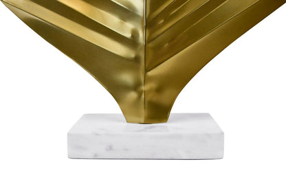 Worlds Away - Large Antique Brass Leaf Scultpture With White Marble Base - SPRIG view 6