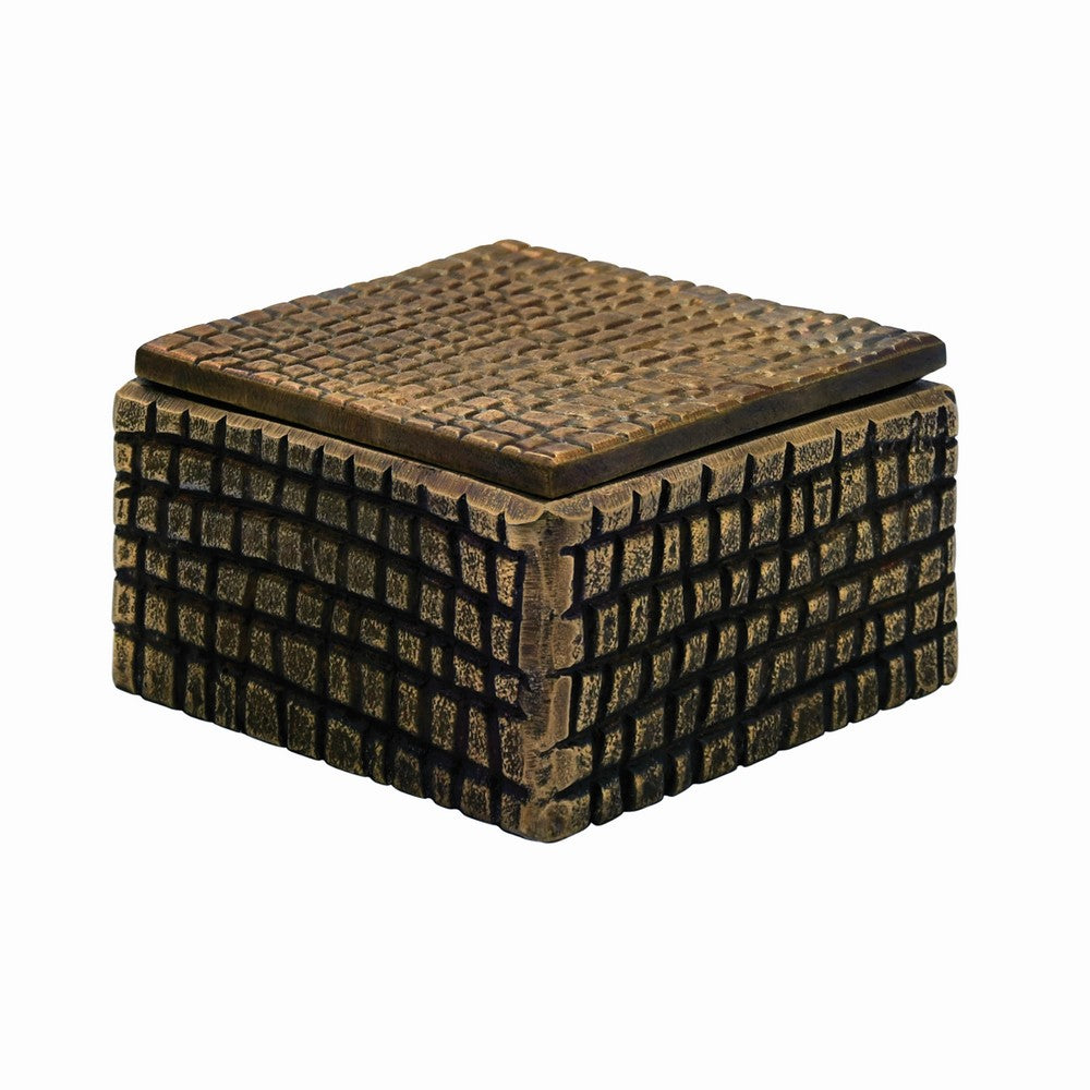 Worlds Away - Large Brass Aluminum Box With Reptile Texture - LIZZO LG view 1