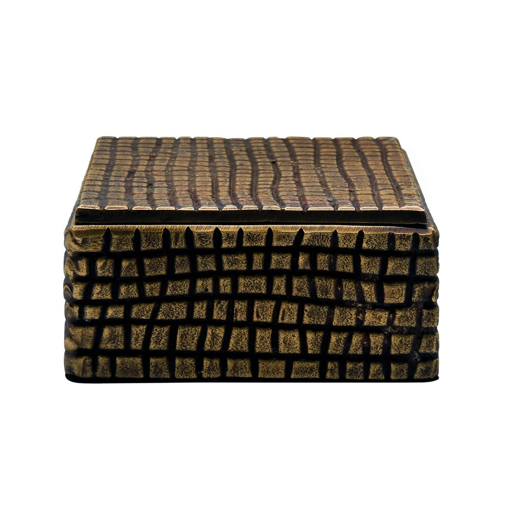 Worlds Away - Large Brass Aluminum Box With Reptile Texture - LIZZO LG view 2