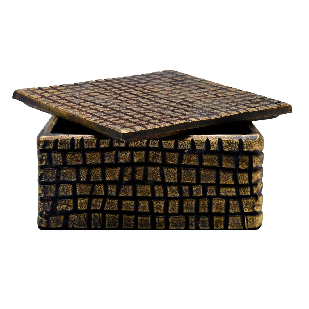 Worlds Away - Large Brass Aluminum Box With Reptile Texture - LIZZO LG view 3