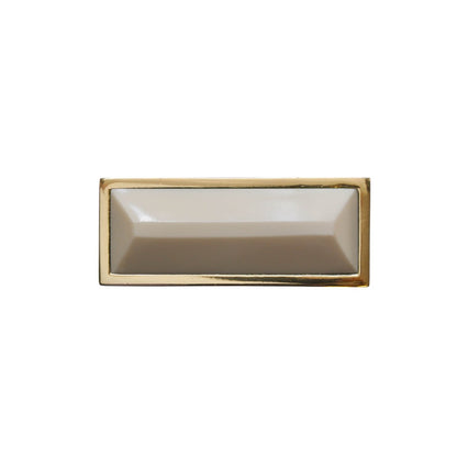 Worlds Away - Large Brass Rectangle Knob With Inset Resin In Cream - TRENT HCRM view 1
