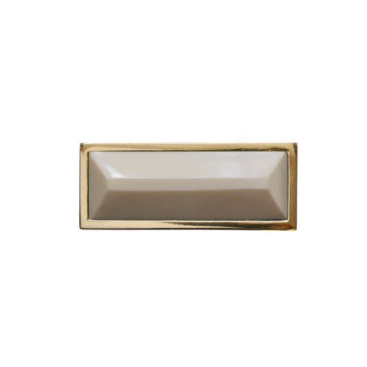 Worlds Away - Large Brass Rectangle Knob With Inset Resin In Cream - TRENT HCRM view 1