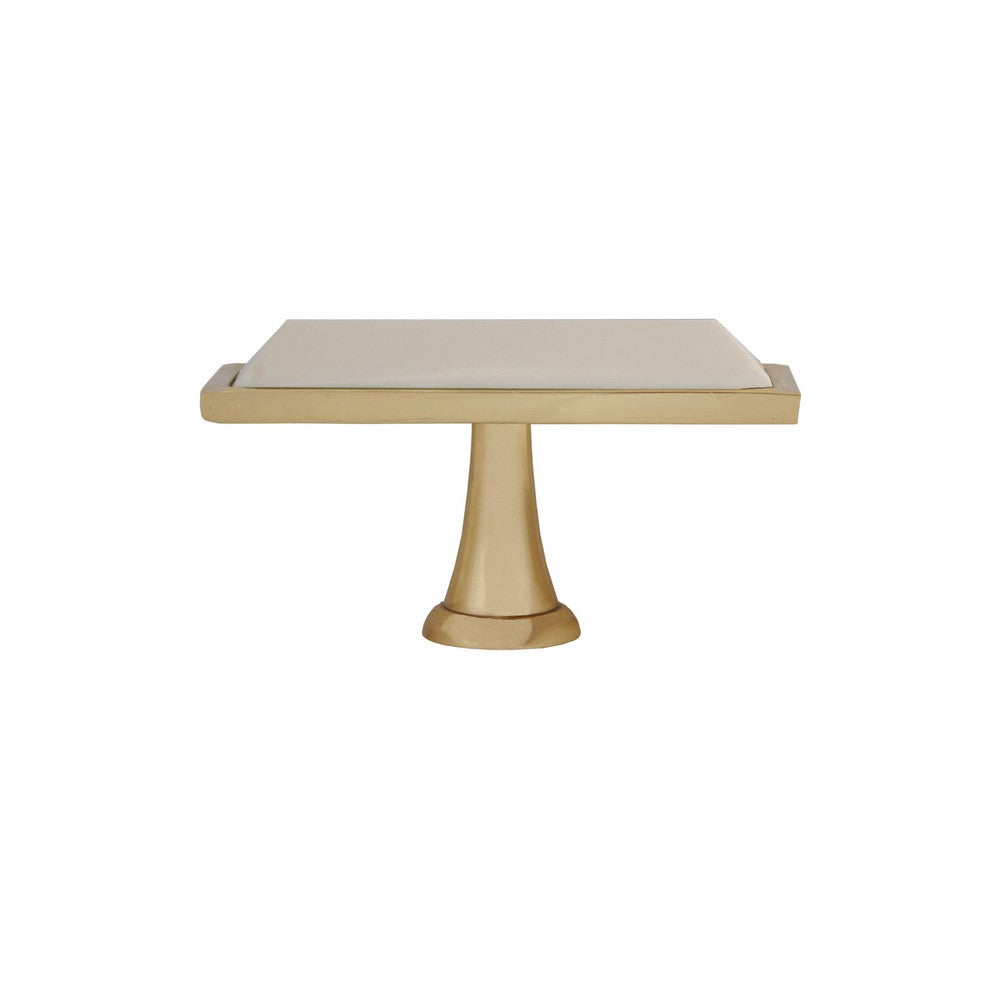 Worlds Away - Large Brass Rectangle Knob With Inset Resin In Cream - TRENT HCRM view 2