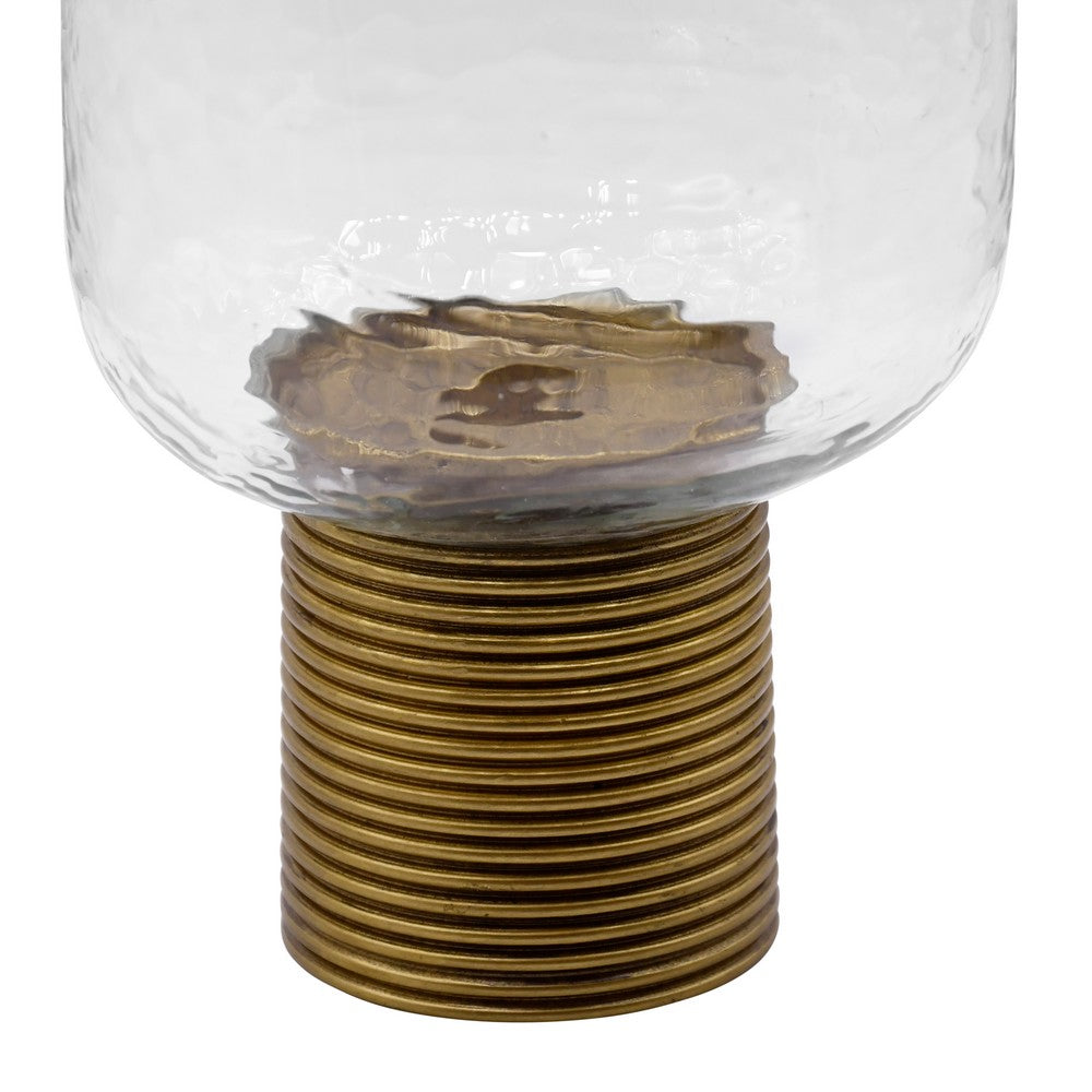 Worlds Away - Large Clear Glass Candle Votive With Ribbed Brass Base - CADEY LG view 2