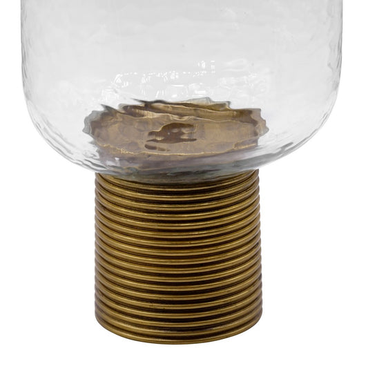 Worlds Away - Large Clear Glass Candle Votive With Ribbed Brass Base - CADEY LG view 2