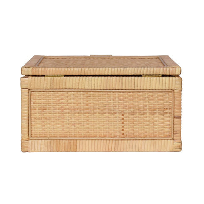 Worlds Away - Large Natural Rattan Decorative Box With Brass Foot Caps - BRUNO LG view 4