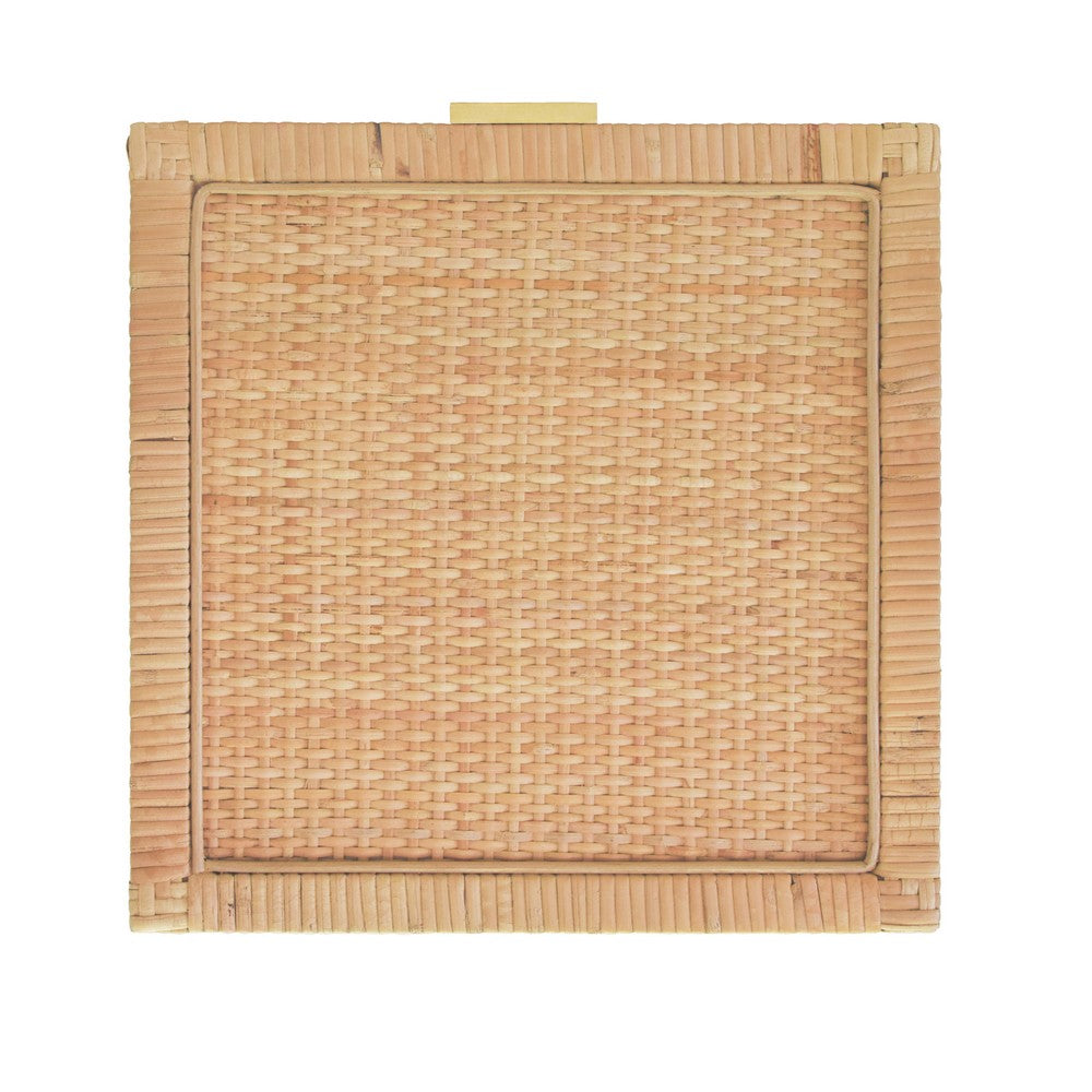 Worlds Away - Large Natural Rattan Decorative Box With Brass Foot Caps - BRUNO LG view 5