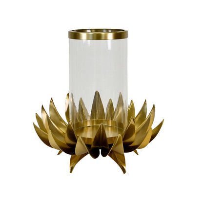 Worlds Away - Large Palm Tree Hurricane In Antique Brass - SIRIUS LG view 1