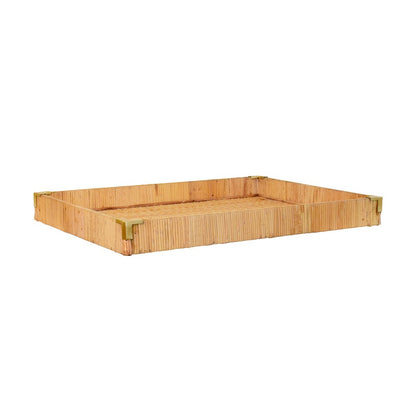 Worlds Away - Large Rectangular Natural Rattan Wrapped Trays With Brass Corners - TOMMY LG view 1
