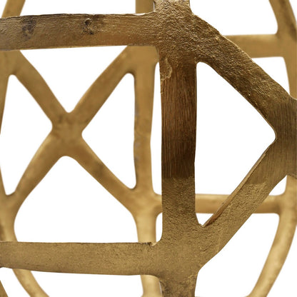 Worlds Away - Large Round Metal Ball With Geo Cutouts In Textured Brass - PAXON LG view 4