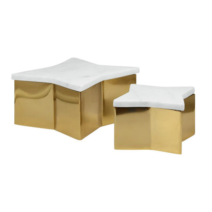 Worlds Away - Large Star Box With White Marble Lid And Brass Base - VIXEN LG view 3