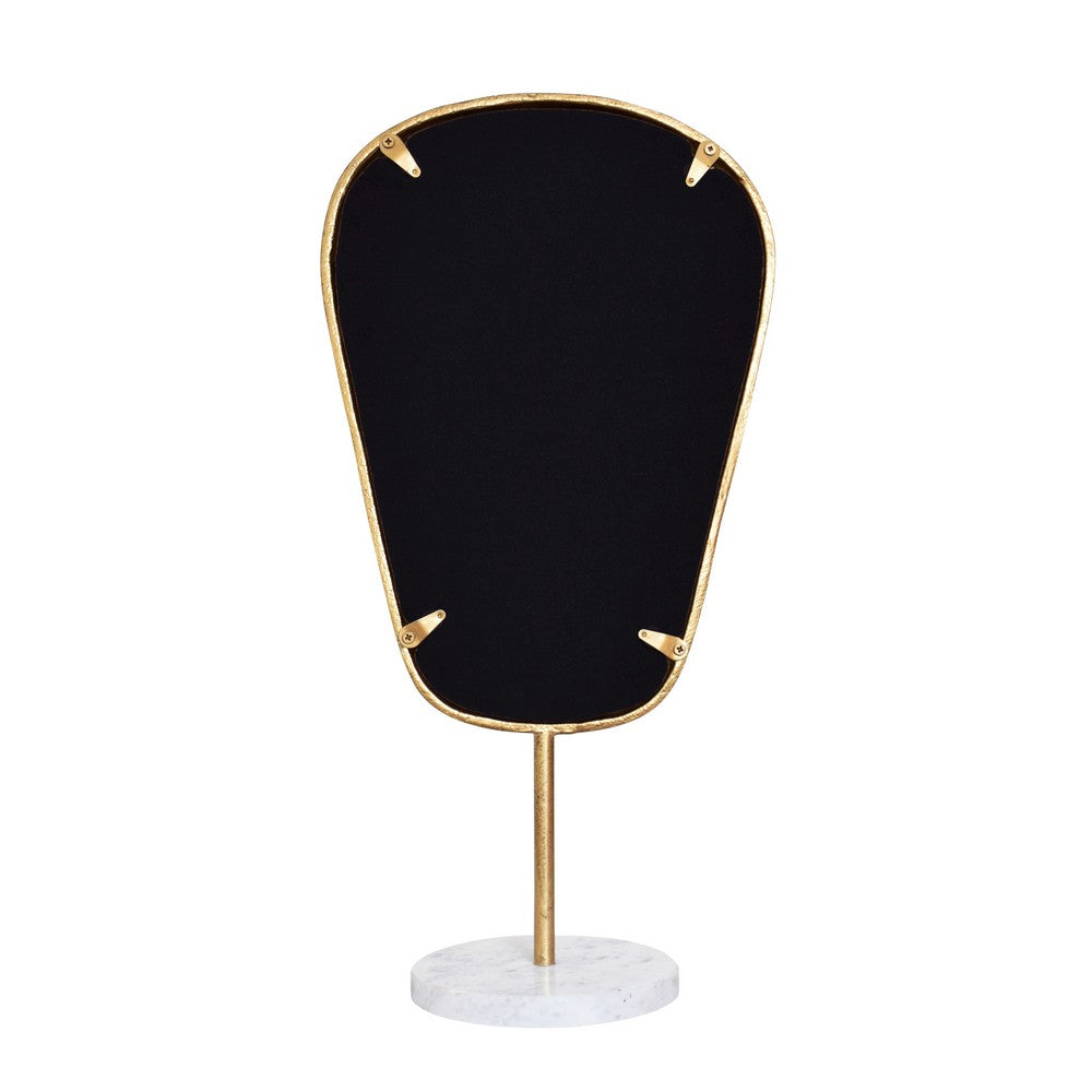 Worlds Away - Large Table Top Mirror In Aged Gold Finish On White Marble Base - MICAH LG view 3