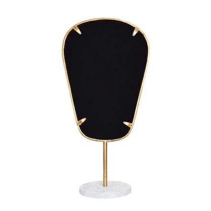 Worlds Away - Large Table Top Mirror In Aged Gold Finish On White Marble Base - MICAH LG view 3