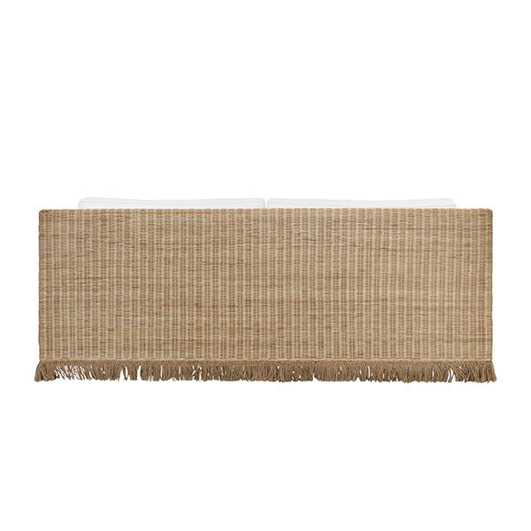 Worlds Away - Lawson Style Sofa In Natural Rattan With Fringe Skirt And Ivory Linen Cushions - TENNY WH view 4