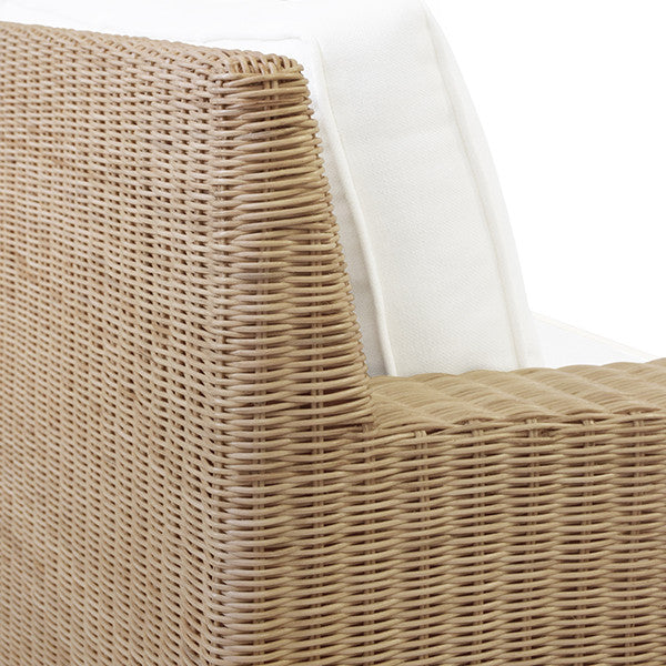 Worlds Away - Lawson Style Sofa In Natural Rattan With Fringe Skirt And Ivory Linen Cushions - TENNY WH view 5