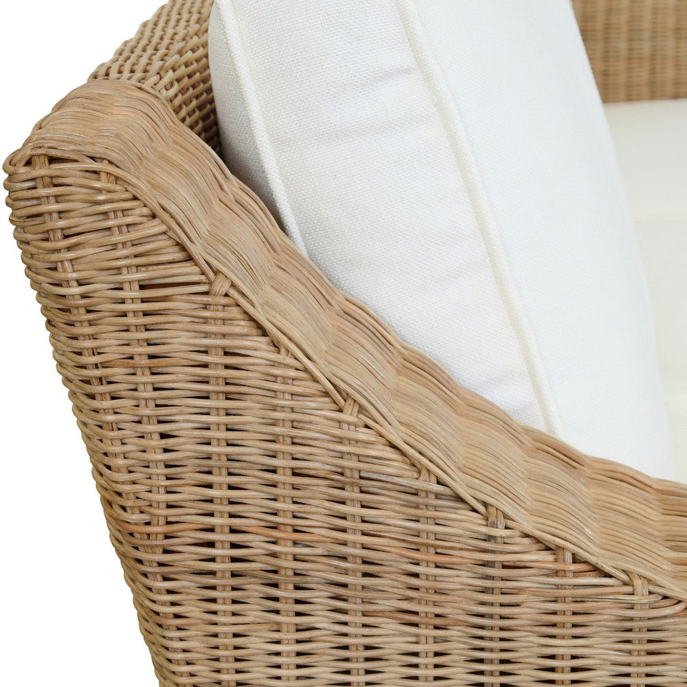 Worlds Away - Lawson Style Sofa In Natural Rattan With Scalloped Skirt And Ivory Linen Cushions - DAPHNE WH view 4
