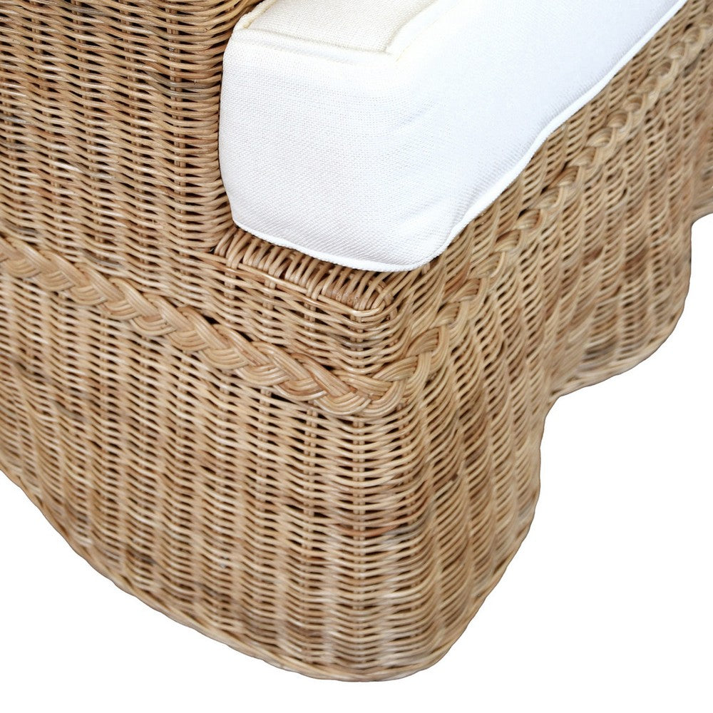 Worlds Away - Lawson Style Sofa In Natural Rattan With Scalloped Skirt And Ivory Linen Cushions - DAPHNE WH view 5
