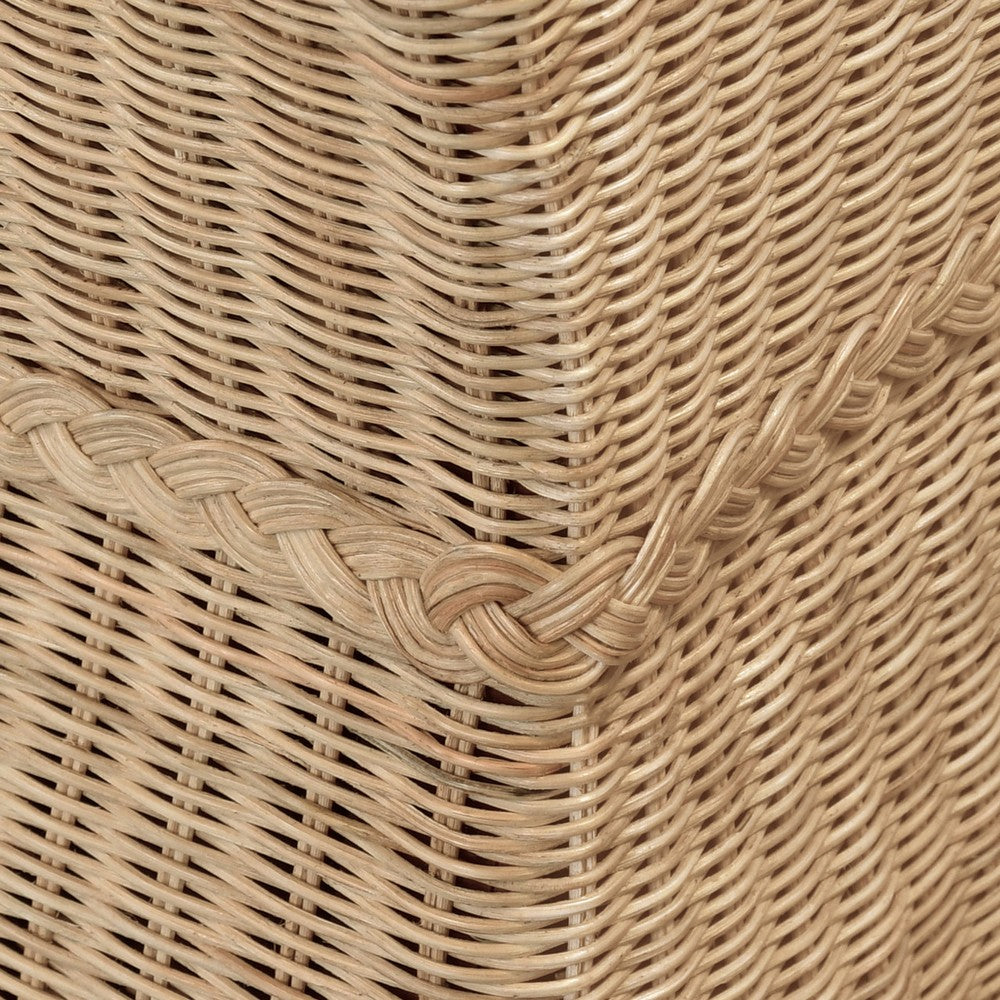 Worlds Away - Lawson Style Sofa In Natural Rattan With Scalloped Skirt And Ivory Linen Cushions - DAPHNE WH view 6