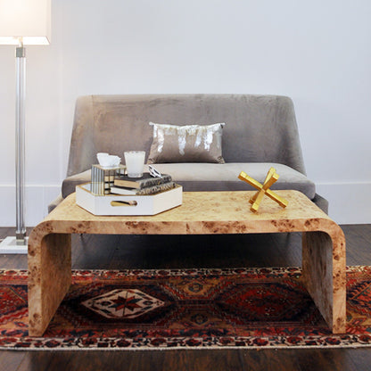 Worlds Away - Light Burlwood Waterfall Coffee Table - NEWBURY BW view 4