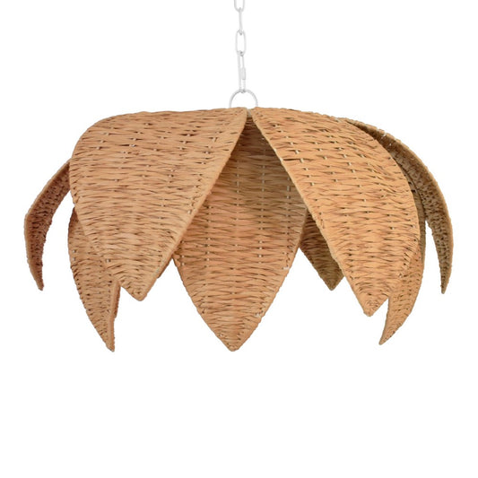 Worlds Away - Lotus Shaped Pendant In Natural Rafia - FRANNY view 1